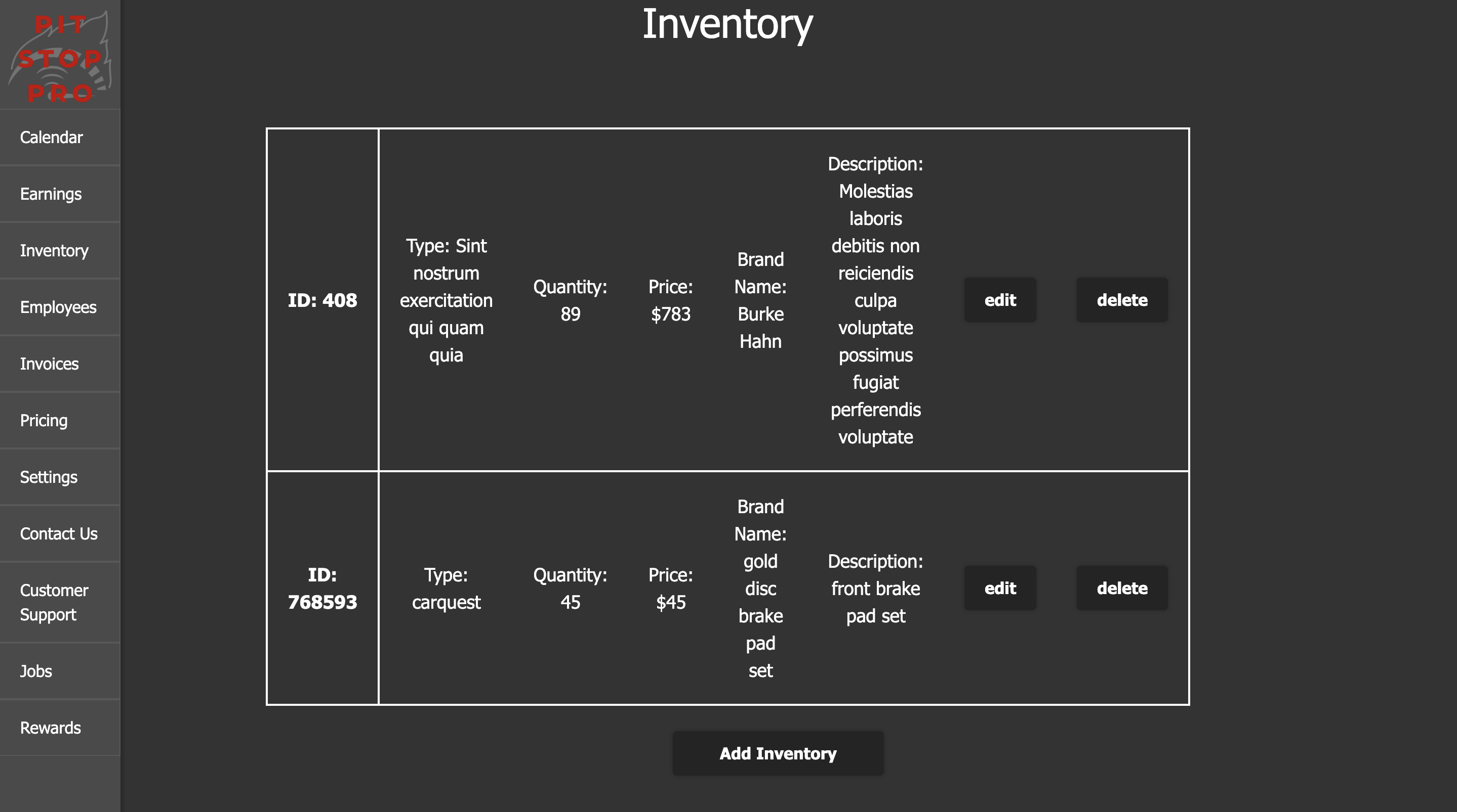 Inventory Screenshot